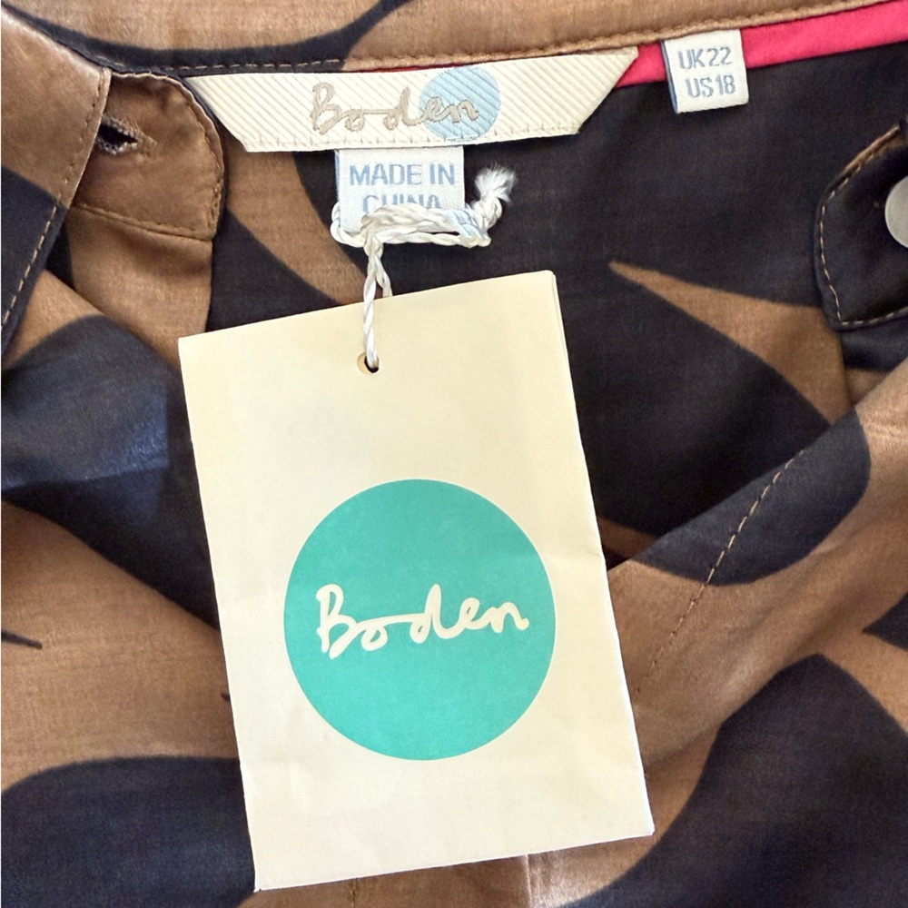Boden Brown and Black Abstract Print Shirt Viscose & Silk Blend - Picture 5 of 7